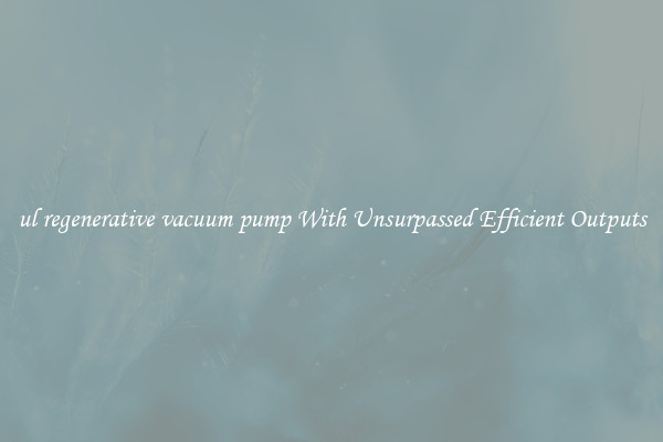ul regenerative vacuum pump With Unsurpassed Efficient Outputs