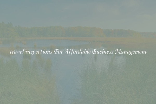 travel inspections For Affordable Business Management